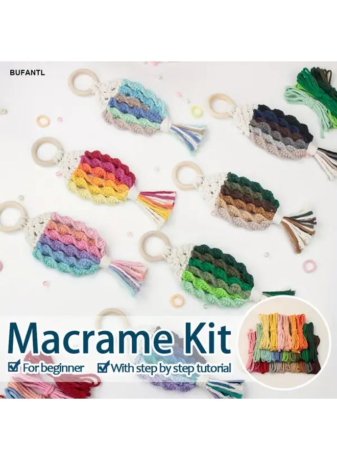 DIY Rainbow Fish Macrame Kit With Tutorial Light Blue Create Tapestries Bag Charms - Image 2