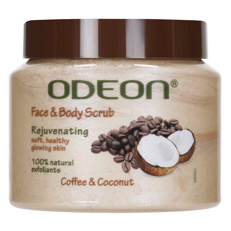 ODEON Coffee and Coconut Scrub 300ml I Exfoliating Face  Body Scrub for Tan Removal I Rejuvenating Scrub for All Skin Types - Image 1
