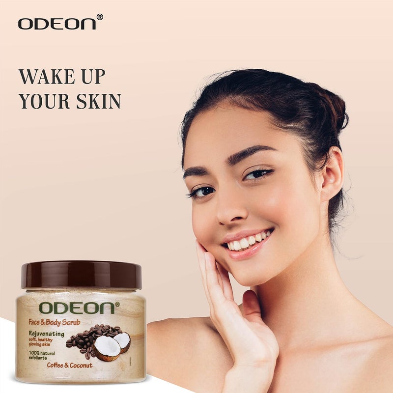 ODEON Coffee and Coconut Scrub 300ml I Exfoliating Face  Body Scrub for Tan Removal I Rejuvenating Scrub for All Skin Types - Image 2