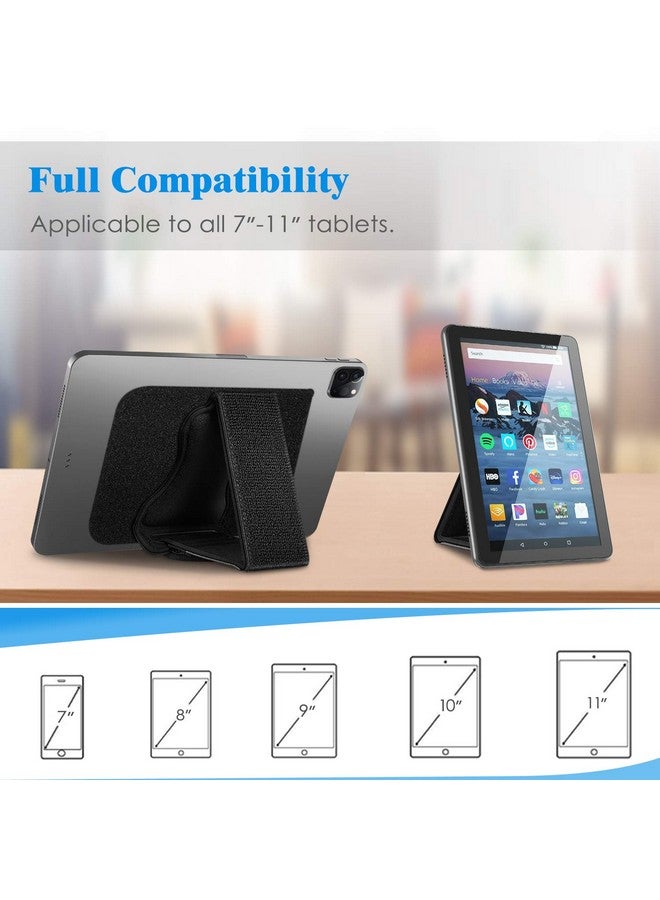 فينتي حامل حزام يد عالمي للأجهزة اللوحية من Fintie - [يدعم الحامل المزدوج] مقبض تثبيت مبطن قابل للفصل مزود بشريط لاصق لأجهزة iPad/Galaxy Tab وجميع الأجهزة اللوحية مقاس 7-11 بوصة، لون أسود - Image 3