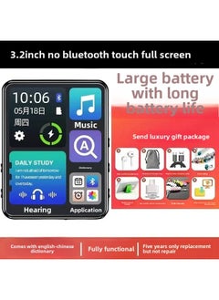 Mp4 Reading Novels Touch Screen Full Screen Mp5P4 Listening Music Player P5mp3 Walkman Can Be Connected To Bluetooth-Body Color:24 Models Of Metal 3.2inch Touch Screen [no Bluetooth For A Gift-Memory Capacity:128g [download A Lot Of Popular Novels And Songs]