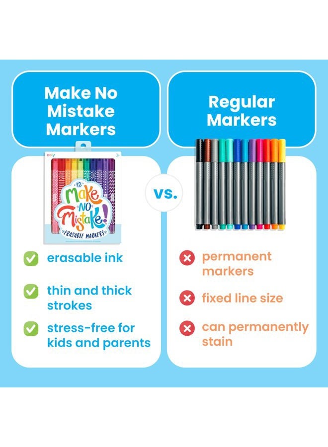 Ooly Make No Mistake Erasable Markers, Easter Activities for Kids, Stress and Mess Free Marker Pack You Can Erase, Drawing & Coloring Pens for Kids and Adults, Set of 12 - Image 3