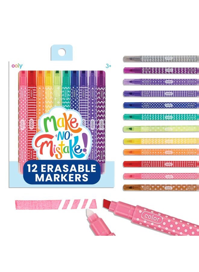 Ooly Make No Mistake Erasable Markers, Easter Activities for Kids, Stress and Mess Free Marker Pack You Can Erase, Drawing & Coloring Pens for Kids and Adults, Set of 12 - Image 1