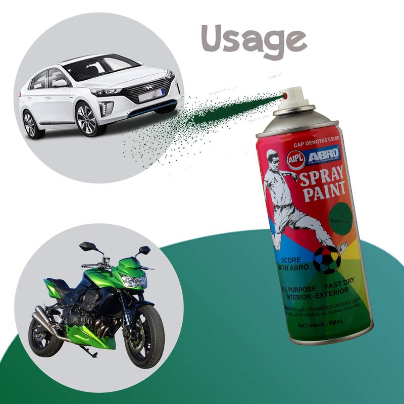 Abro SP-37 علبة طلاء رذاذ متعددة الاستخدامات (400 مل، أخضر فاتح) جاف سريع للتطبيقات على المعدن، الخشب، الجدران، السيارات والدراجات النارية - Image 2
