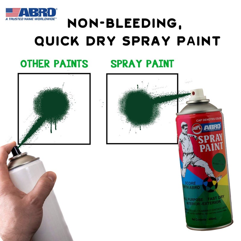 Abro SP-37 علبة طلاء رذاذ متعددة الاستخدامات (400 مل، أخضر فاتح) جاف سريع للتطبيقات على المعدن، الخشب، الجدران، السيارات والدراجات النارية - Image 5