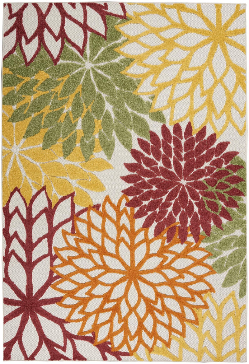 Nourison Home Aloha Indoor/Outdoor Red Multi Colored 5'3" x 7'5" Area Rug, Tropical, Botanical, Easy Cleaning, Non Shedding, Bed Room, Living Room, Dining Room, Deck, Backyard, Patio (5x7) - Image 4