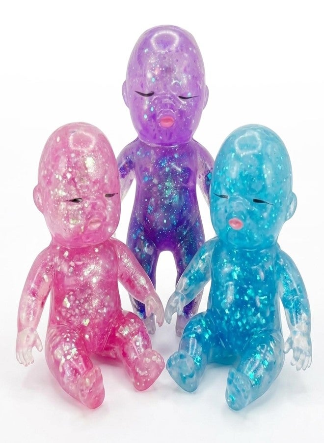 DESKPAL 3PCS Baby Squishy Glitter Slow Rising, Squishy Babies Sensory Fidget for Stress Relief, Soft Cute Squeeze, Desk Decor & Gift - Image 1