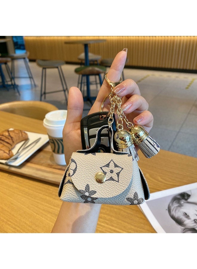Elegant Miniature Leather Purse Keychain with Chic Print, Multifunctional Fashion Coin Pouch for Earphones, Stylish Key and Card Holder, Perfect Accessory for Any Occasion and Event