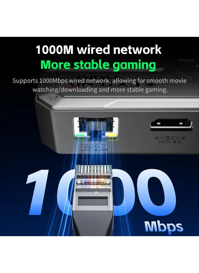 Plextone - Plextone Pro 6-in-1 Type-C Adapter lets you take advantage of 6 diverse ports in a compact device, whether you need to connect a 4K display, charge your devices at super-fast PD speeds of up to 100W, a lightning-fast internet connection port, a Type-C port for connecting devices, and two USB ports for high-speed data transfer, black. - Image 1