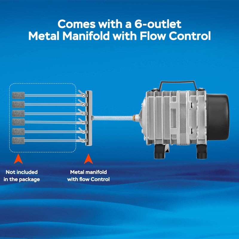AquaMiracle مضخة هواء أكوا ميراكل للأحواض التجارية 1000GPH، 35W مضخة هواء لخزان السمك، مضخة هواء هيدروبونيك، مضخة هواء لخزان السمك، هوائي بركة بابلر - Image 4