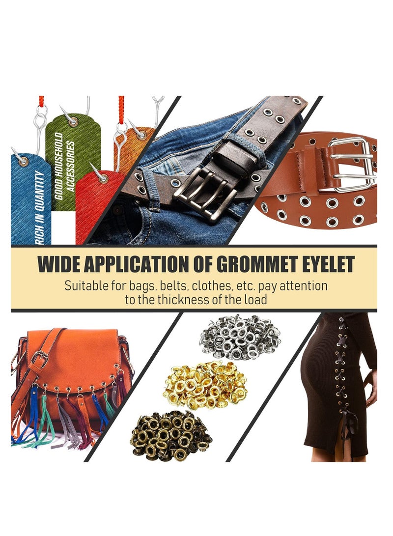 EHOME Grommet Eyelet Plier Set, Eyelet Hole Punch Pliers Kit with 100 Metal Eyelets, Grommet Tool Kit for Leather Clothes Belt (Gold,1/4 Inch)  - Image 5