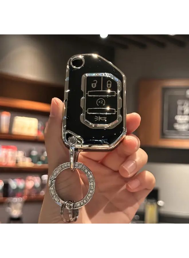 White Rhinestone TPU Key Fob Cover for Jeep Wrangler 2018 2021 JL Gladiator Remote Key - Image 4