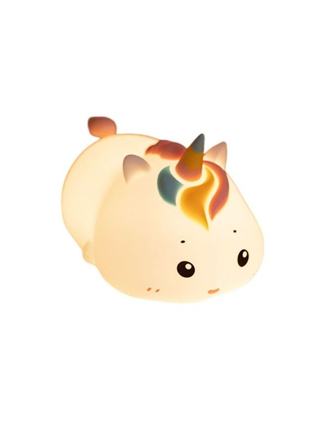 Generic - Rechargeable Silicone Patting Lamp Unicorn LED Night Lamp with Remote Control Dimmable Bedside Bedroom Mood Light Children Gift - Image 1
