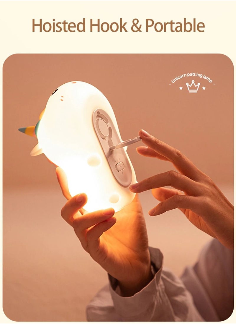 Generic - Rechargeable Silicone Patting Lamp Unicorn LED Night Lamp with Remote Control Dimmable Bedside Bedroom Mood Light Children Gift - Image 1