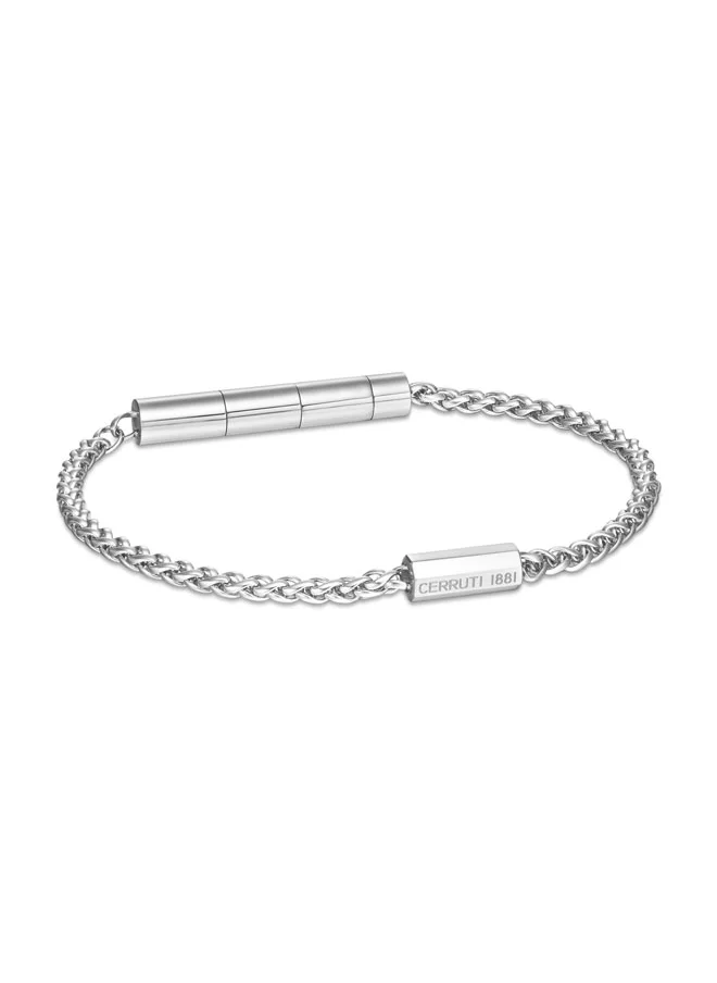 CERRUTI 1881 Guido Silver Stainless Steel with Small Motif Chain Bracelet