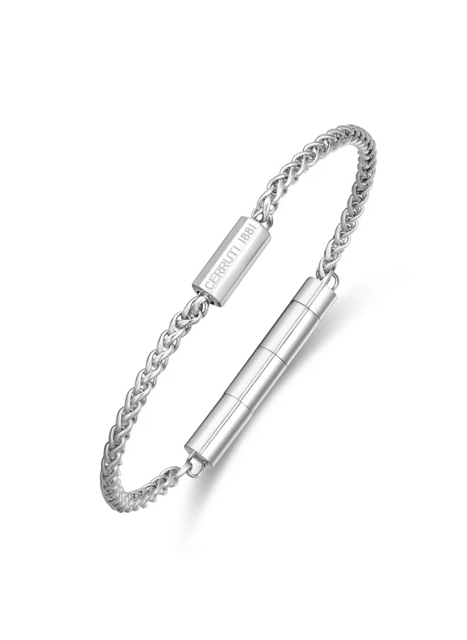 CERRUTI 1881 Guido Silver Stainless Steel with Small Motif Chain Bracelet