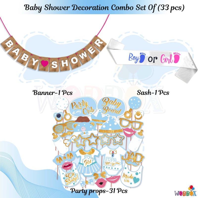 Wobbox Baby Shower Decoration Items| Baby Shower Ceremony Photo Booth Props for Photoshoot, Baby Shower Banner& Mom to Be Sash, Godh Bharai Ceremony Decoration Kit-(FP4792) - Image 2