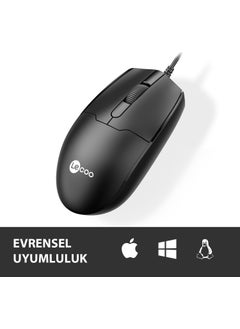 lecoo MS101 USB Wired 1200DPI 3-Button Optical Mouse Black  - Image 2