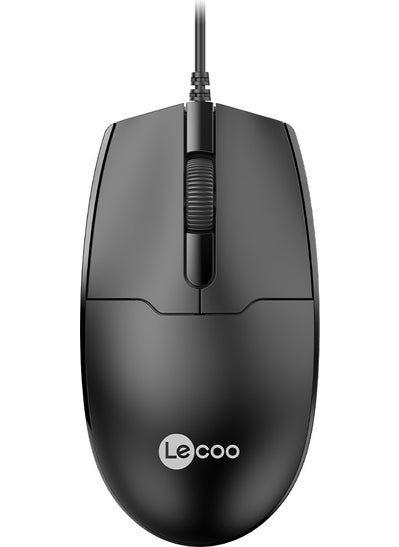 lecoo MS101 USB Wired 1200DPI 3-Button Optical Mouse Black  - Image 1