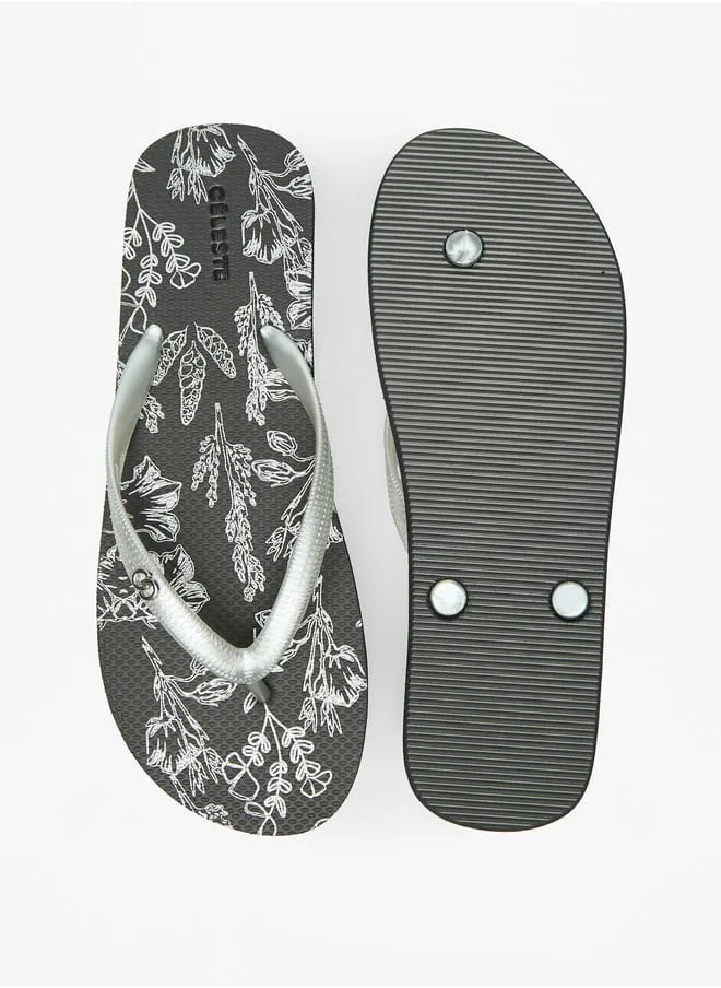 سيليست Womens Printed Thong Slippers