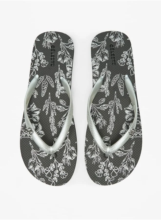 سيليست Womens Printed Thong Slippers