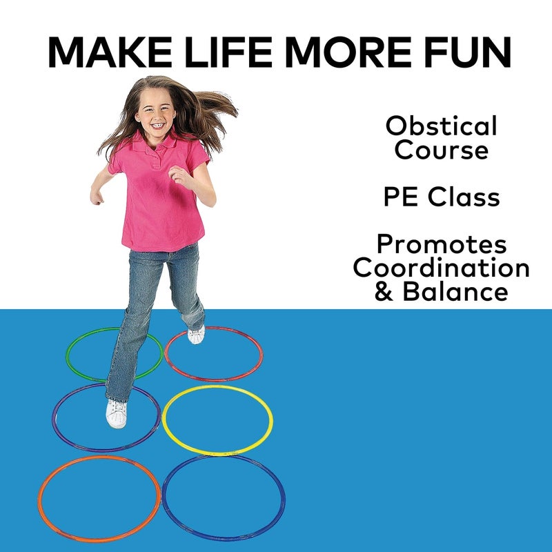 Fun Express Large 20 Inch Obstacle Course Agility Rings, Set of 6 Rings, Great for Physical Education, Festivals and Outdoor Activities, School Recess Equiments, Kid's Fitness, Assorted Colors - Image 5