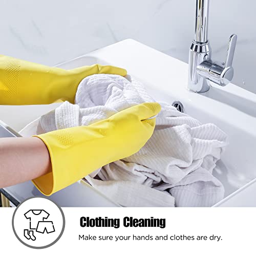 IUCGE Rubber gloves dishwashing 4 Pairs for Kitchen,Cleaning gloves for household Reuseable.(Large,Yellow) - Image 4
