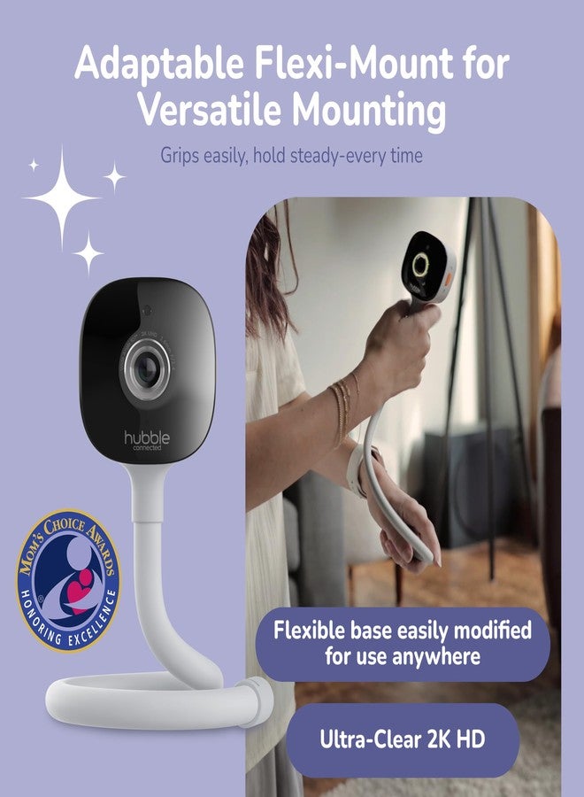 HUBBLE CONNECTED GoBaby Pro Baby Camera Monitor — 2K Ultra Clear HD Camera w/ 5” HD Home Display — Covered Face, Rollover, True Cry Alerts, Sleep Trainer & Soother, w/Flexible Mount, Power Cables - Image 3