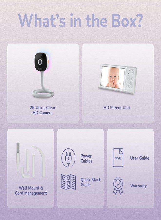 HUBBLE CONNECTED GoBaby Pro Baby Camera Monitor — 2K Ultra Clear HD Camera w/ 5” HD Home Display — Covered Face, Rollover, True Cry Alerts, Sleep Trainer & Soother, w/Flexible Mount, Power Cables - Image 2