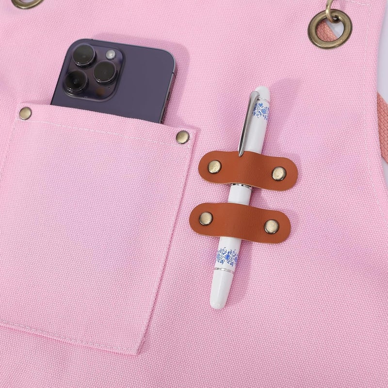 AFUN Chef Aprons for Men Women with Large Pockets, 16oz Cotton Canvas Cross Back Heavy Duty Work Apron (Light Pink) - Image 4