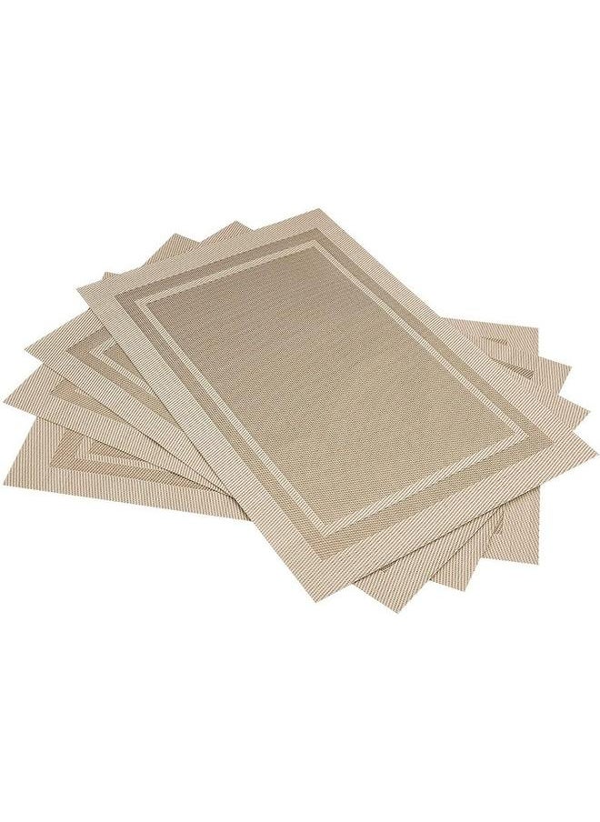 yongsheng Placemats Set of 4,Washable Woven Vinyl Kitchen Table Mats Non Slip Placemats Placemats for Dining Table (Beige)  - Image 1