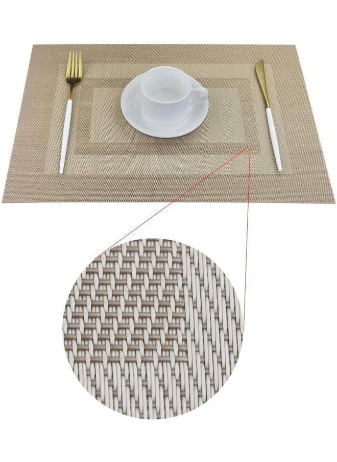 yongsheng Placemats Set of 4,Washable Woven Vinyl Kitchen Table Mats Non Slip Placemats Placemats for Dining Table (Beige)  - Image 5