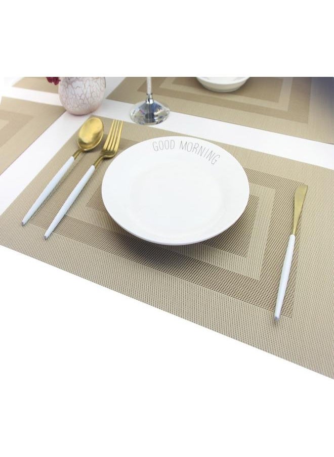 yongsheng Placemats Set of 4,Washable Woven Vinyl Kitchen Table Mats Non Slip Placemats Placemats for Dining Table (Beige)  - Image 4