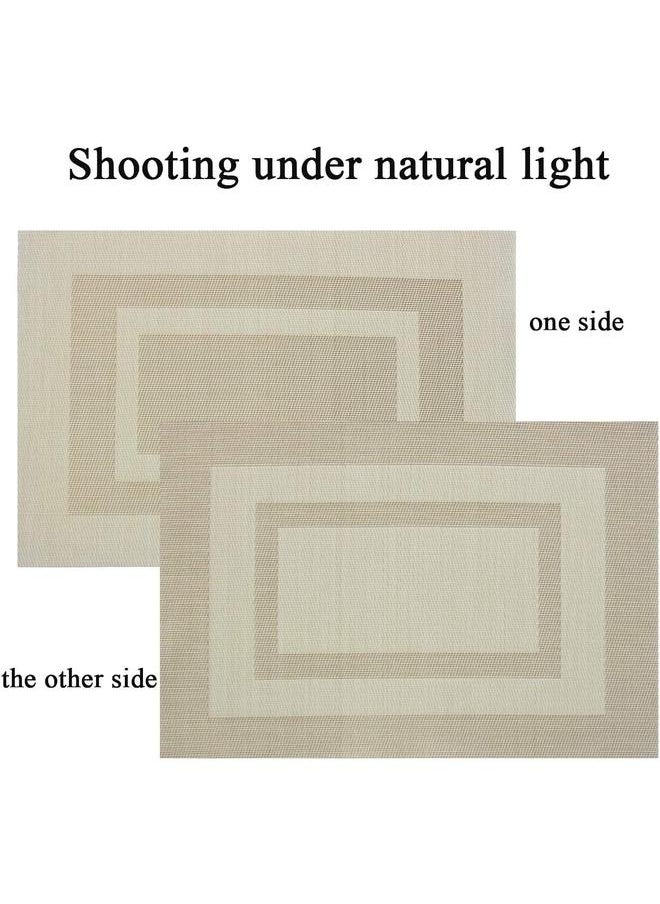 yongsheng Placemats Set of 4,Washable Woven Vinyl Kitchen Table Mats Non Slip Placemats Placemats for Dining Table (Beige)  - Image 3