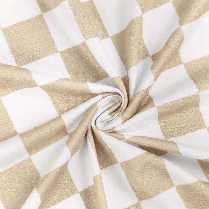 TANOFAR 4-Pack Newborn Swaddle Blanket for Baby Girls & Boys, Ultra Soft Receiving Blankets with Matching Headband and Beanie Set Baby Nursery Swaddle Wrap, Light Brown Checkerboard - Image 4