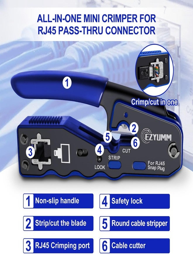 EZYUMM Multifunction RJ45 Crimp Tool, Professional RJ45 Pass Through Ethernet Crimping Tool, Premium All-In-One Network Tool Kit - Image 3