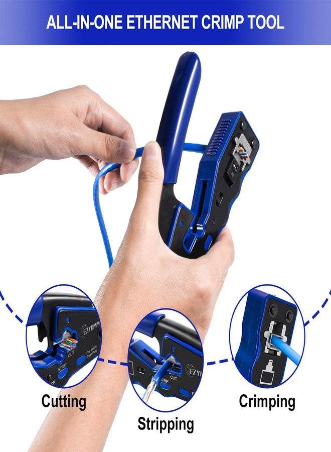EZYUMM Multifunction RJ45 Crimp Tool, Professional RJ45 Pass Through Ethernet Crimping Tool, Premium All-In-One Network Tool Kit - Image 4