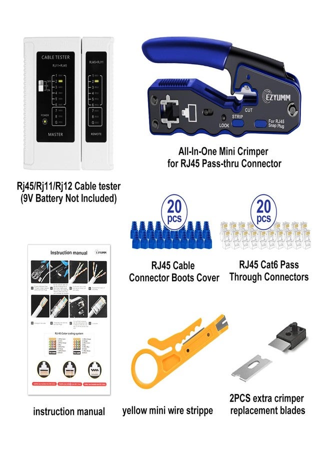 EZYUMM Multifunction RJ45 Crimp Tool, Professional RJ45 Pass Through Ethernet Crimping Tool, Premium All-In-One Network Tool Kit - Image 2