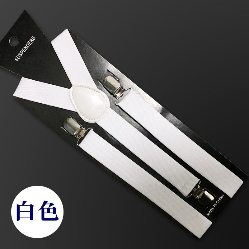 Kids Adjustable Suspenders Non-Slip Elastic White [long] (suitable for 140-185 yards) 