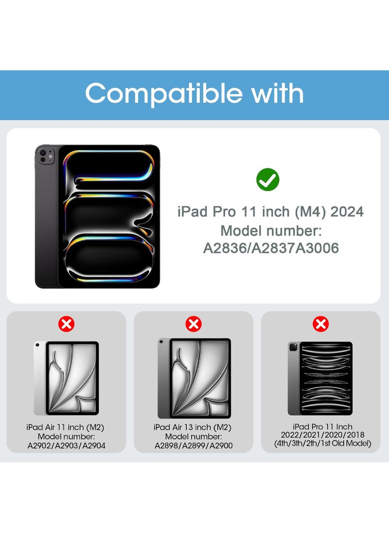 روك بو - حافظة ذكية لجهاز iPad Pro 11 بوصة 2024 M4 مع حامل قلم ظهر شفاف، حافظة رفيعة قابلة للطي ثلاثية الطي لجهاز iPad Pro 11 بوصة 2024 الجيل الخامس - Image 1