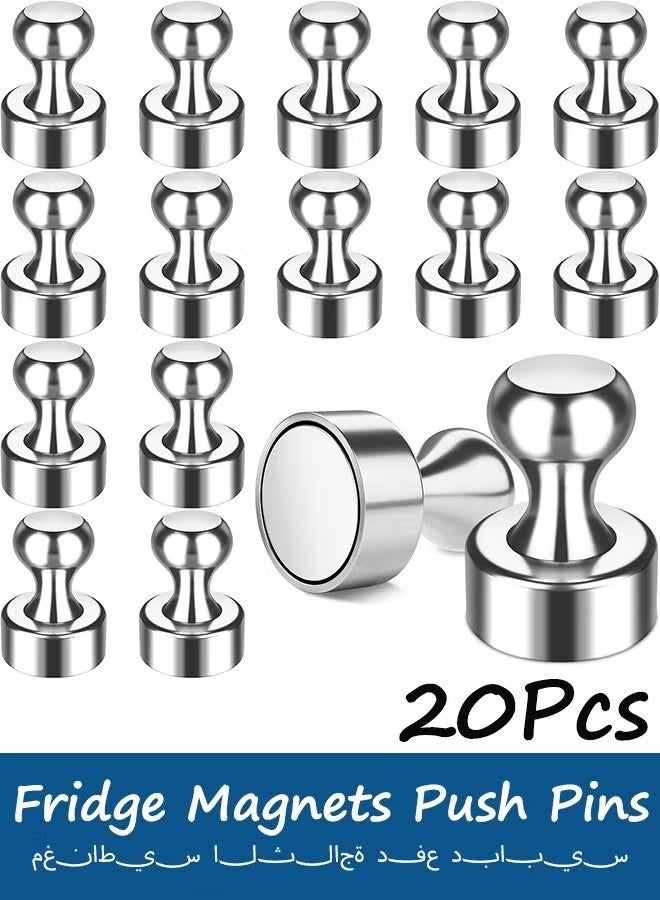 20 Pieces Fridge Magnets, Magnetic Push Pins for Refrigerator, Whiteboard, Kitchen, Office, School - Strong & Durable Brushed Nickel Design - Image 1