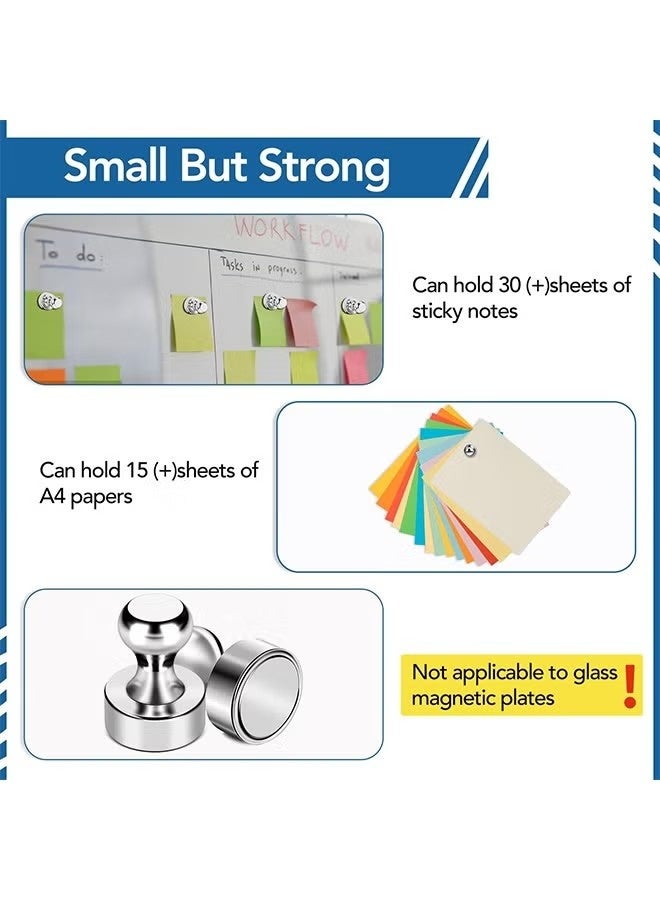 20 Pieces Fridge Magnets, Magnetic Push Pins for Refrigerator, Whiteboard, Kitchen, Office, School - Strong & Durable Brushed Nickel Design - Image 3