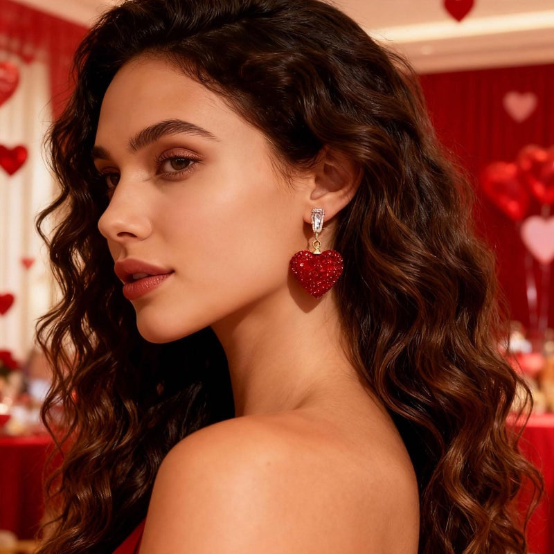 Frodete Valentines Earrings Heart Earrings for Women Heart Dangle Jewelry Accessories Love Statement Earring Valentines Day Outfits Galentines Party Dress Up Accessory - Image 4