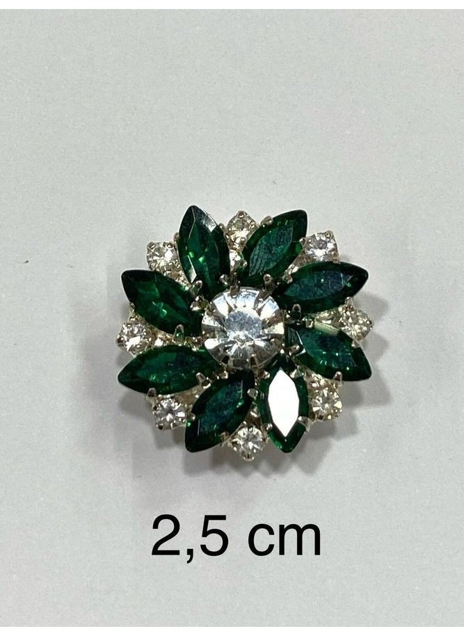 Karan Tuhafiye - Karan Haberdashery Stone Button / Stone Clip Button / 2.5 cm Emerald - Image 1