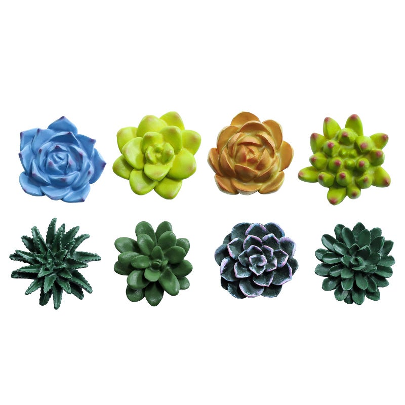 SOCOSY Plant Pattern 3D Resin Succulent Fridge Refrigerator Magnets White Board Magnets for Home Refrigerator Office Display Board Set of 8