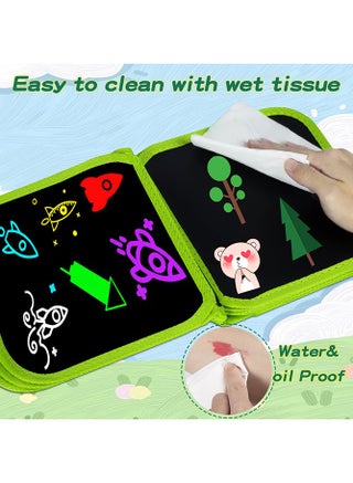 دفتر لوحات بولي بروبلين رسم بتصميم لوحة قابل للحمل وقابل للمسح مكون من 16 صفحة مع 24 قلم تلوين للاطفال والاطفال الصغار (لون اخضر) - view 4