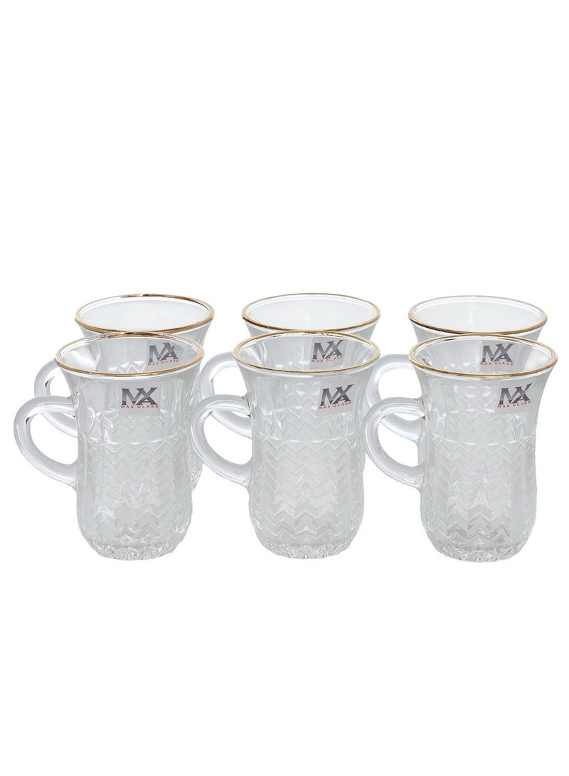 Alsaif Gallery Max 6 Pieces Gold Line Glass Tea Cup Set - Image 3