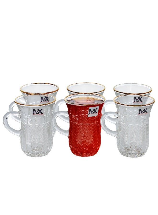 Alsaif Gallery Max 6 Pieces Gold Line Glass Tea Cup Set - Image 1