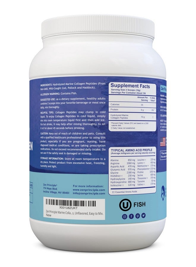 Zen Principle Marine Collagen Peptides Powder 3 lb. Wild-Caught Fish, Non-GMO. Supports Healthy Skin, Hair, Joints, and Bones. Hydrolyzed Type 1 & 3 Protein. Amino Acids, Unflavored, Easy to Mix. - Image 3