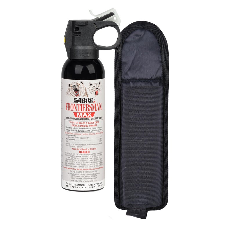 SABRE Frontiersman MAX 7.9 fl oz. Bear & Mountain Lion Attack Deterrent, Up to 40 ft Range, Contains 2% Major Capsaicinoids, Safer for You, Animals & The Environment, Glow-in-The-Dark Safety - Image 1